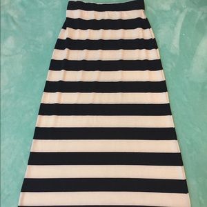 Black and White Striped Maxi Skirt